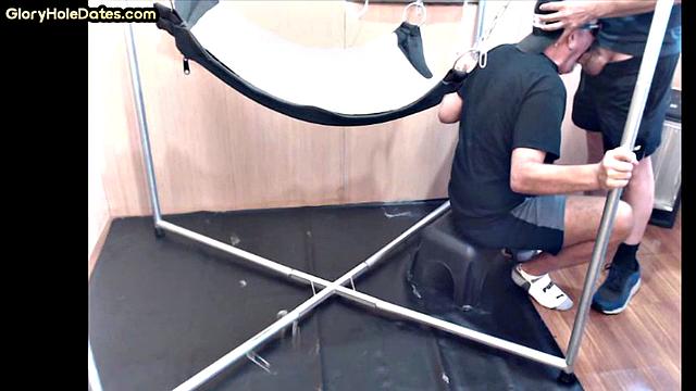 Gloryhole nympho penetrated in anal hole by huge dick