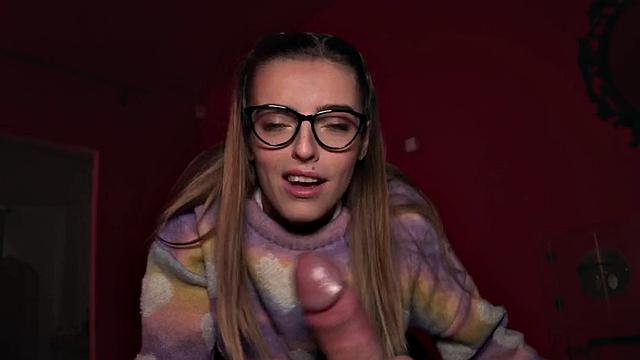 Perv cutie 21yo slut throating in POV before doggystyle