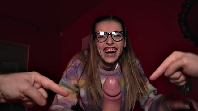 Perv cutie 21yo slut throating in POV before doggystyle