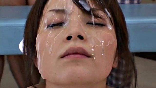 Filthy Japanese nurse sucks cocks and nipples