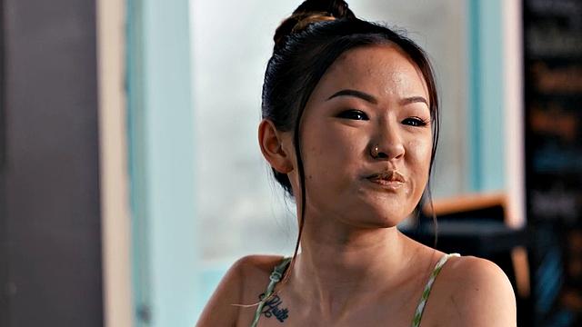 Inked asian fingering friend