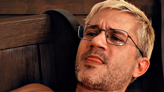 Rimjob jock fists ass with gloved hands after rimming