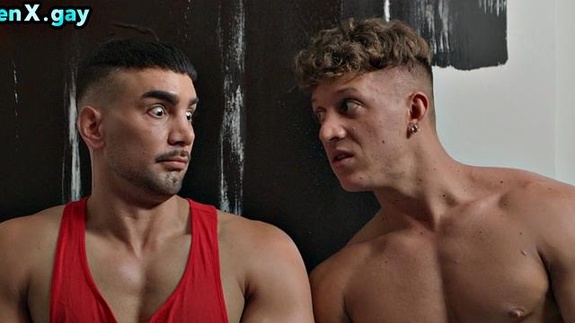 Manly yoga jocks enjoy bareback 3some after stretching