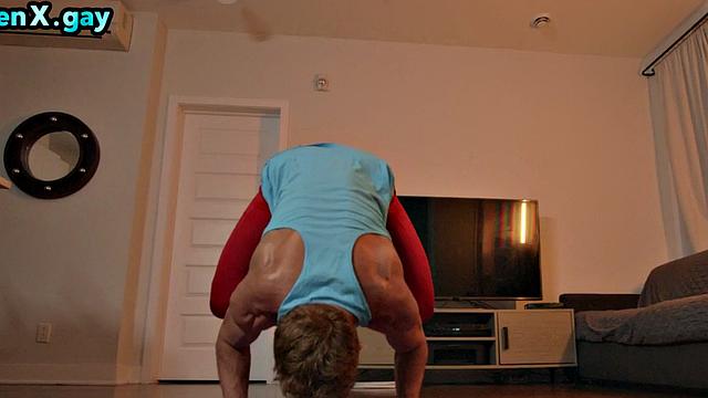 Manly yoga jocks enjoy bareback 3some after stretching