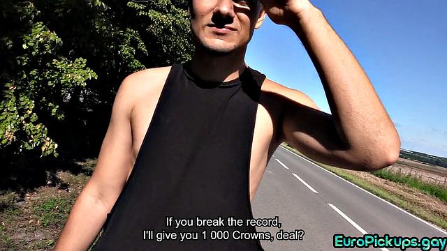 Fooled athletic enjoys tugging dick