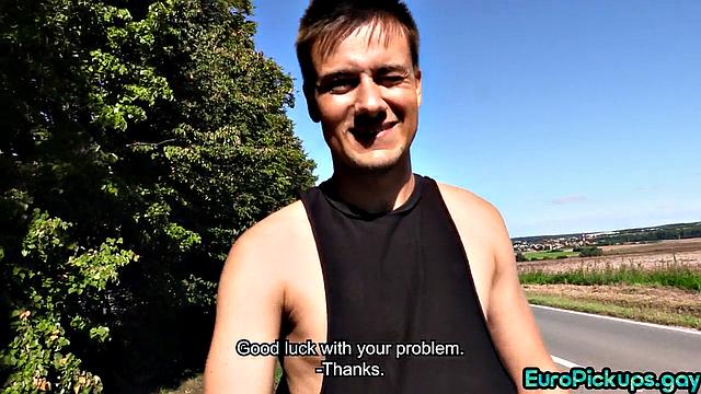 Fooled athletic enjoys tugging dick