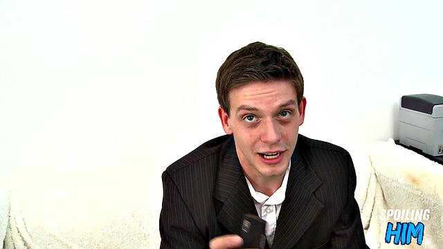 Office twunk doggystyled at casting