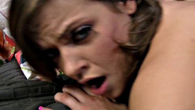 POV cutie deepthroats and rides BFs hard dick