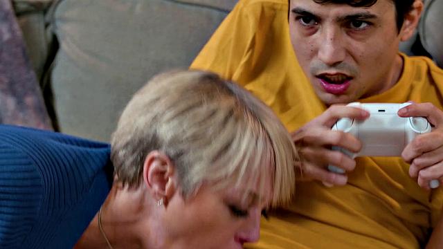 ADULT TIME - Huge Naturals MILF Dee Williams Fucks Stepson's Controller While He Plays!