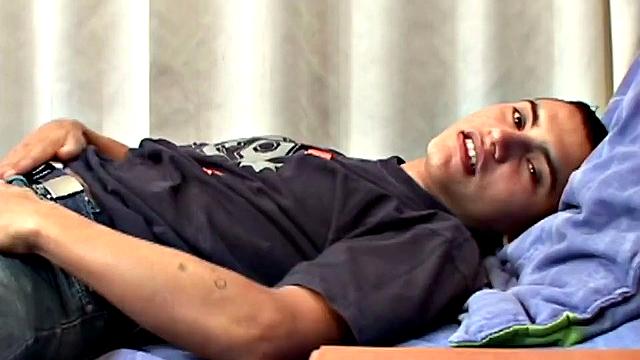 OG is a horny Latino who invites us into his bedroom to watch him jerk off. On the bed, he slowly strips naked and grabs his uncut cock. It isn't long before he is rock hard and stroking with determination.