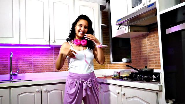 Sexy latina teen masturbates