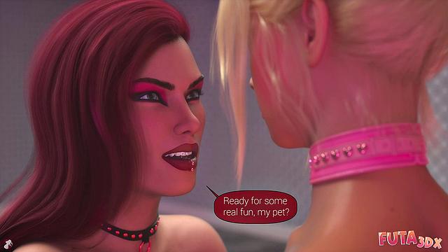 Futa3dX - Blonde Bimbo Barbie Gets Trained And Fucked By Redhead Futa Babe