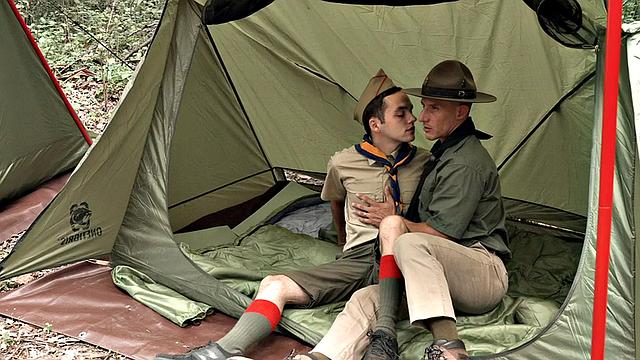 Twink scout barebacked by hunk in tent outdoor