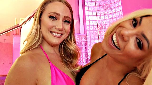 MILF bootylicious lez squirted on by wild 21yo