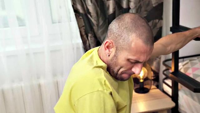 Blindfolded busty MILF 3some fucked with big, busty Ebony