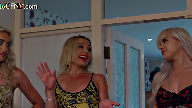 CFNM group of British ladied in BJ and HJ at home