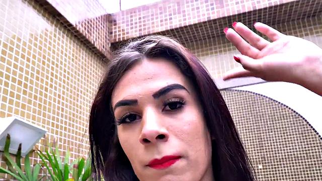 Muscular tattooed brunette tgirl gives inky head before getting barebacked in reverse cowgirl position