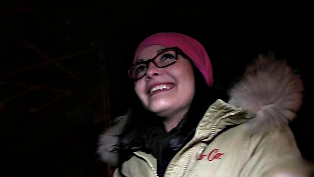 Glass-wearing brunette gets pounded outdoors while wearing glasses