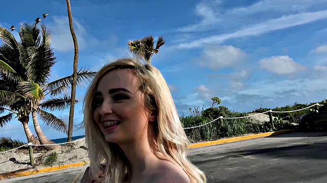 Blonde with tattoos and pierced pussy gets off with outdoor fucking and handjobs