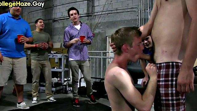 Oiled guy fucked by guy in hazed anal for fraternity