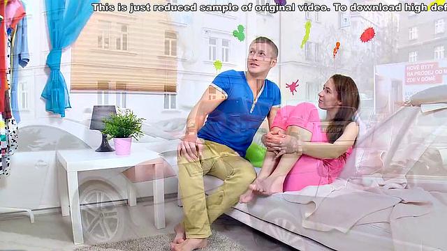 Innocent gets boned in hot brunette porn action