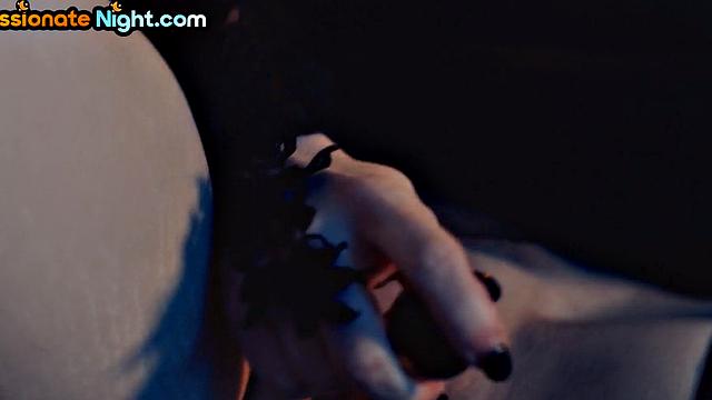 Classy auburn babe rammed before swallowing cum