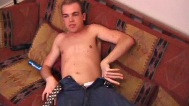 Austin strokes his thick cock and moans with pleasure