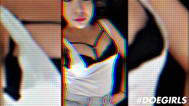 Stunning brunette fucks own pussy