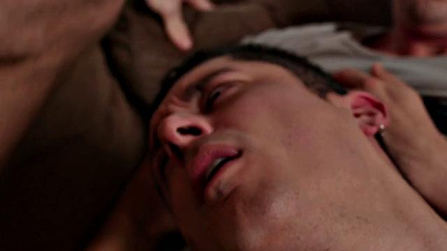 Gay duo enjoy bareback while bound BF watches