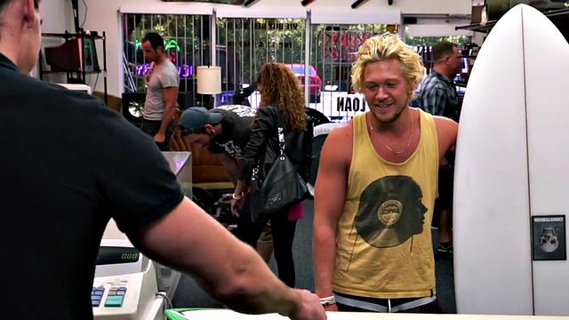 Watch these two hot blondes take turns getting their assholes drilled in the office of the store