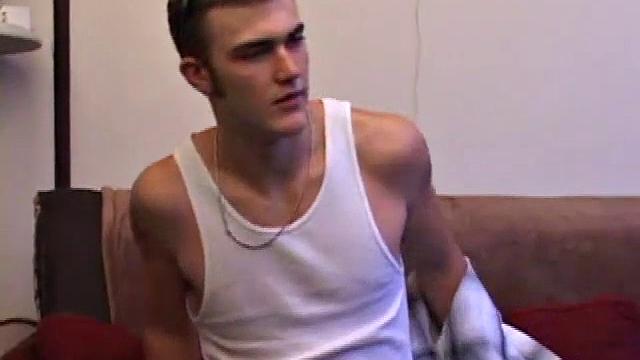 After getting naked, Christian lubes up his huge cock and starts jacking off. For some added stimulation, he fingers his asshole as he strokes and in no time his warm cum erupts onto his chest.