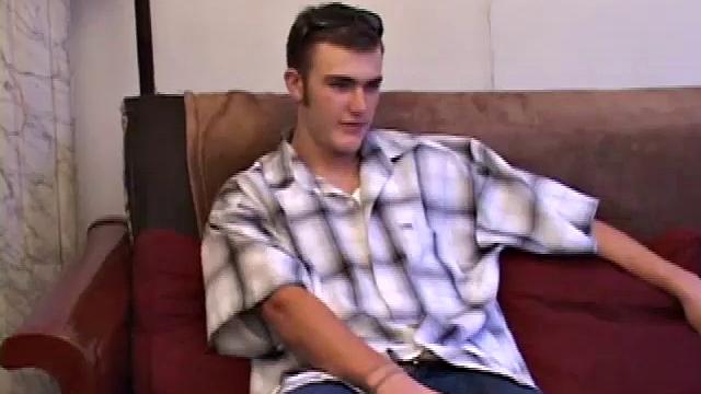 After getting naked, Christian lubes up his huge cock and starts jacking off. For some added stimulation, he fingers his asshole as he strokes and in no time his warm cum erupts onto his chest.