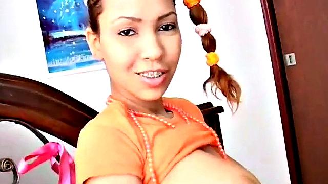 Busty teen babe masturbates in POV scene