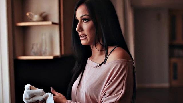 Sinning MILF with natural tits rides stepson's cock