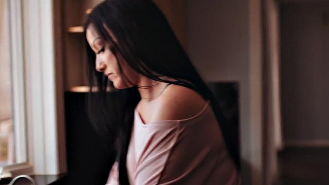 Sinning MILF with natural tits rides stepson's cock