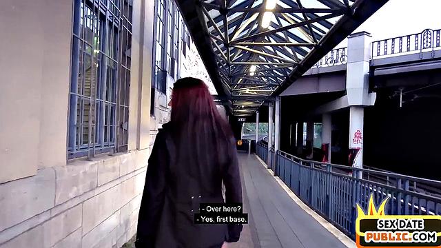 Busty German amateur fucked outdoors in public by sex date