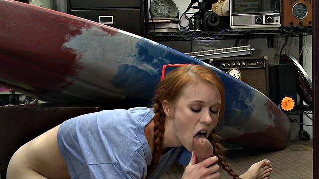 POV office sex with a petite 21yo redhead getting drilled by BWC