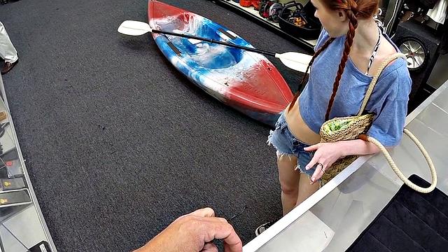 POV office sex with a petite 21yo redhead getting drilled by BWC