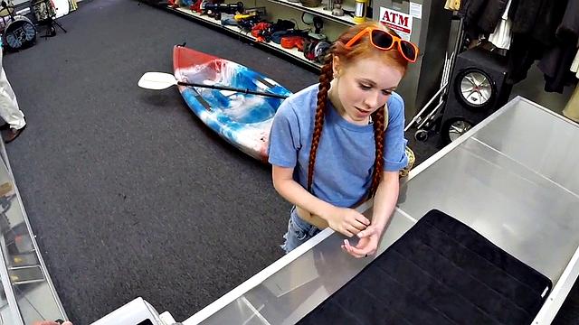 POV office sex with a petite 21yo redhead getting drilled by BWC