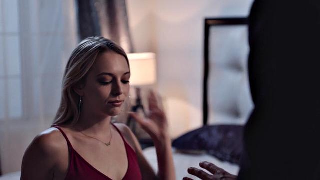 Petite stepdaughter riding her dad