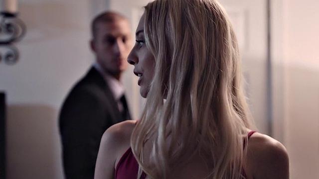 Petite stepdaughter riding her dad