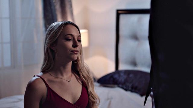 Petite stepdaughter riding her dad