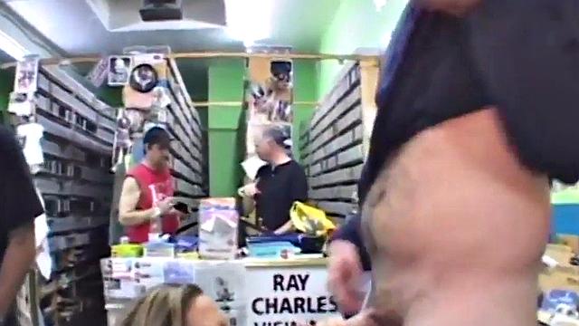 Busty slut goes down