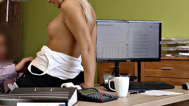 LOAN4K. Woman does it with moneylender receiving both pleasure and cash