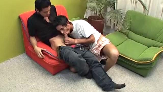 Super sexy Latin boys Alfredo and Uber are in the living room and have only one thing on their mind. The two chairs make ideal platforms for their bareback romp that starts with each getting naked and sucked.