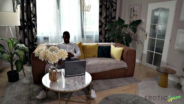 Babe in blue panties filled