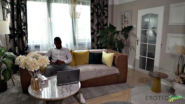 Babe in blue panties filled