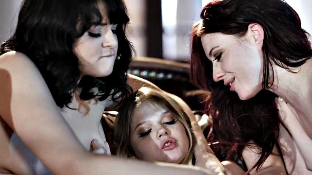 Hairy lesbians enjoy pussy licking & ass fingering in wild threesome