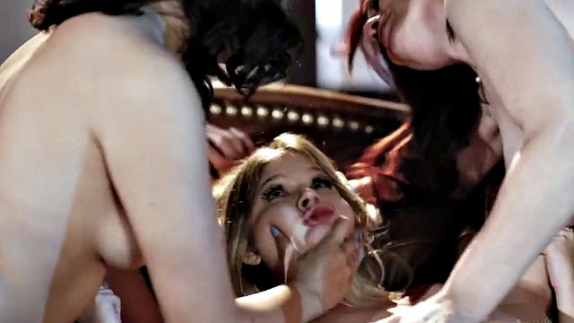 Hairy lesbians enjoy pussy licking & ass fingering in wild threesome