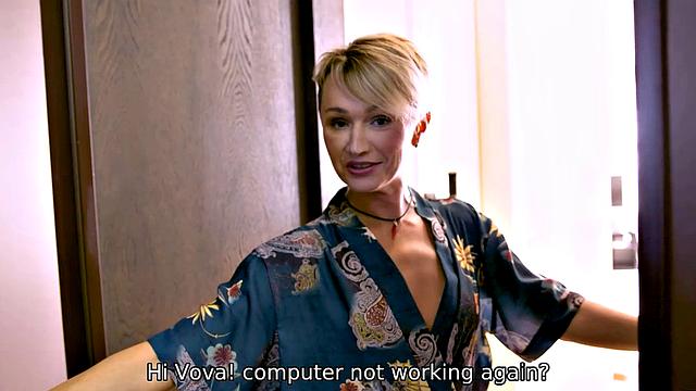 Hot blonde MILF gets her small tits and tight pussy pounded in POV reverse cowgirl and blowjob action